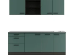 Optifit Verona405 Küchenzeile 210 cm Steingrün< Kochfelder|Winkelküchen