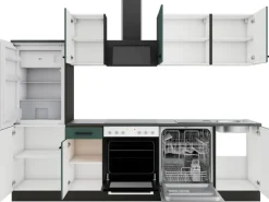 Optifit Verona405 Küchenzeile 270 cm Steingrün< Herde|Kühlschränke