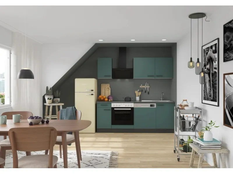 Best Optifit Verona405 Küchenzeile 210 cm Steingrün