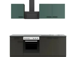 Outlet Optifit Verona405/Madrid420 Küchenzeile 210 cm Steingrün / Anthrazit