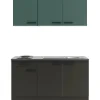 Optifit Miniküchen|Kochfelder<Verona405/Madrid420 Miniküche 150 cm Steingrün / Anthrazit