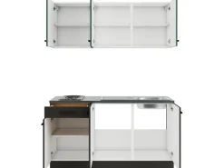 Optifit Miniküchen|Kochfelder<Verona405/Madrid420 Miniküche 150 cm Steingrün / Anthrazit