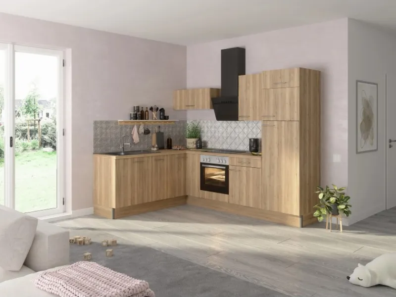 Optifit Winkelküche Optikoncept Erik ohne E-Geräte 270 cm Wildeiche Nachb.< Besteckkästen|Winkelküchen