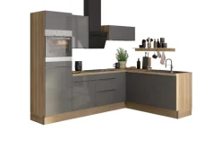 Sale Optifit Winkelküche Optikoncept Linus ohne E-Geräte 270 cm Anthrazit-Wildeiche