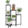 Outsunny  Pflanzenständer Metall Schwarz 60L x 40B x 80H cm< Töpfe