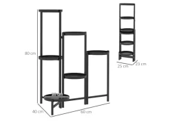 Outsunny Pflanzenständer Metall Schwarz 60L x 40B x 80H cm< Töpfe