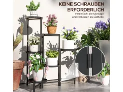 Outsunny Pflanzenständer Metall Schwarz 60L x 40B x 80H cm< Töpfe