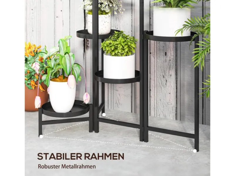 Outsunny Pflanzenständer Metall Schwarz 60L x 40B x 80H cm< Töpfe