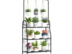Outsunny Töpfe< Pflanzenständer Metall Schwarz 75L x 25B x 137H cm