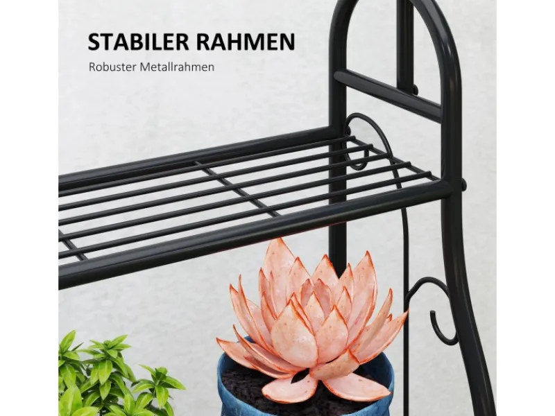 Outsunny Töpfe< Pflanzenständer Metall Schwarz 75L x 25B x 137H cm