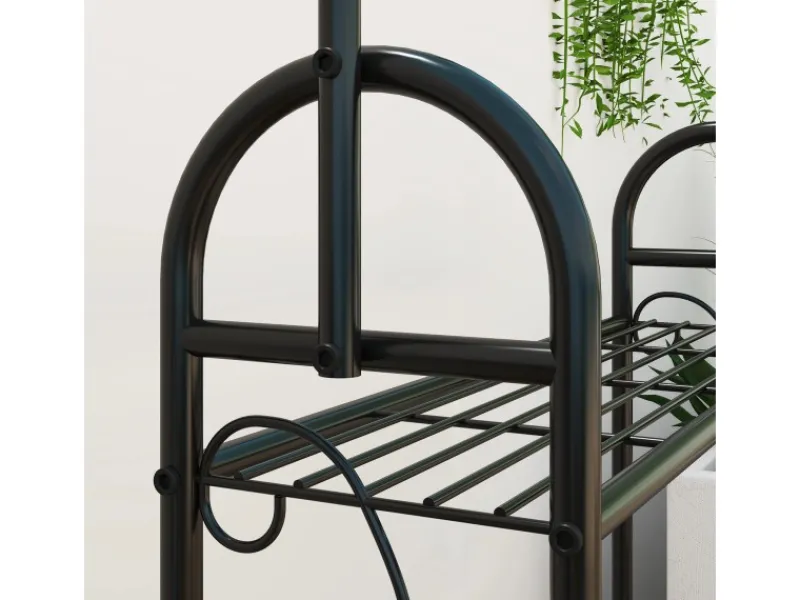 Outsunny Töpfe< Pflanzenständer Metall Schwarz 75L x 25B x 137H cm