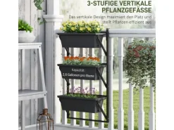 Outsunny Pflanzentopf Set Stahl Pflanzentopf für Garten Balkon Dunkelgrau< Töpfe