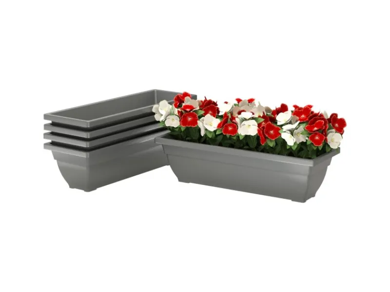 Outsunny Pflanztöpfe Kunststoff 5er Set Blumentopf aus Kunststoff Grau< Töpfe