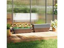 Outsunny Pflanztöpfe Kunststoff  5er Set Blumentopf aus Kunststoff Grau< Töpfe