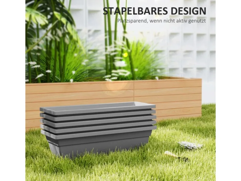Outsunny Pflanztöpfe Kunststoff 5er Set Blumentopf aus Kunststoff Grau< Töpfe