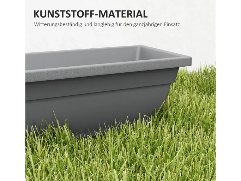 Outsunny Pflanztöpfe Kunststoff 5er Set Blumentopf aus Kunststoff Grau< Töpfe