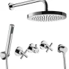 PaulGurkes Einhebelmischer<Duschset Komplett Regendusche Kreuzgriff Unterputz Dusch Set