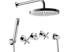 PaulGurkes Einhebelmischer<Duschset Komplett Regendusche Kreuzgriff Unterputz Dusch Set