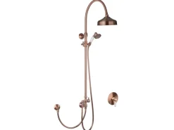 PaulGurkes Dusch-Set mit Unterputz-Armatur Kupfer Nostalgie Retro Duschsystem< Einhebelmischer