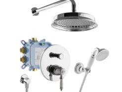 PaulGurkes Einhebelmischer<Duschsystem Retro Nostalgie Regendusche Unterputzarmatur