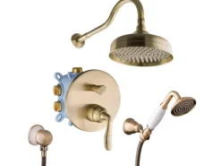PaulGurkes Duschsystem Unterputz Nostalgie Messing Bronze Retro< Einhebelmischer