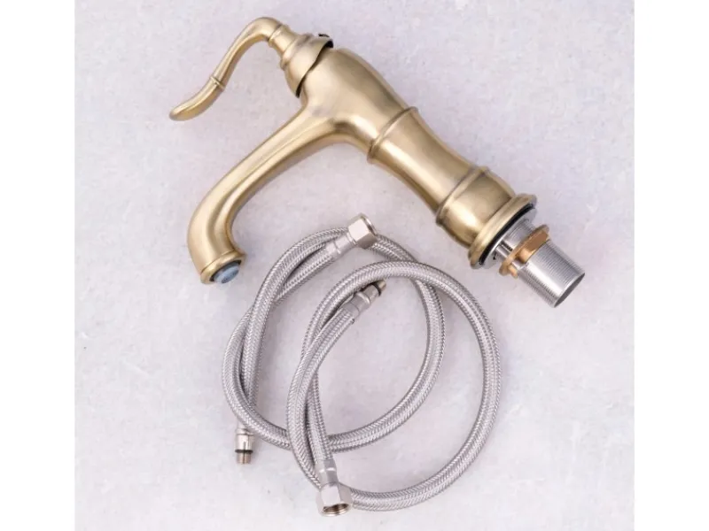 PaulGurkes Einhebelmischer<Nostalgie Waschtischarmatur Wasserhahn Bronze Retro Mischbatterie
