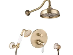 PaulGurkes Regendusche bronze Retro Unterput Duschsystem< Einhebelmischer