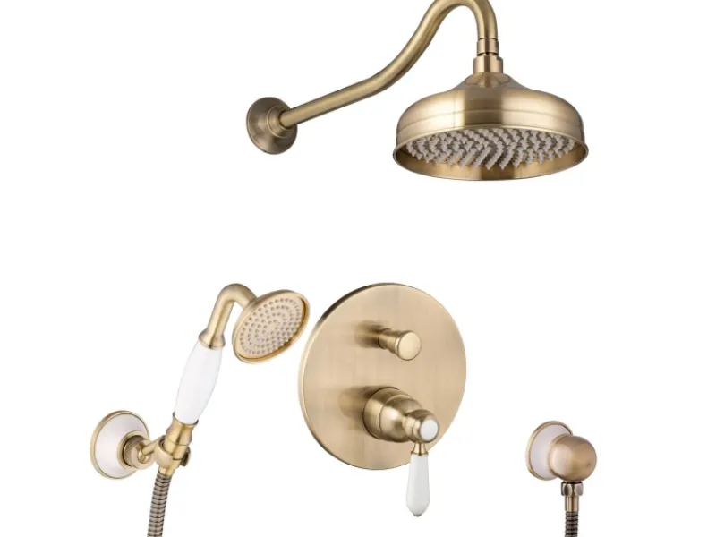 PaulGurkes Regendusche bronze Retro Unterput Duschsystem< Einhebelmischer