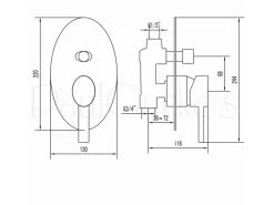 PaulGurkes Regendusche Unterputz Dusch Set oval Komplett< Einhebelmischer