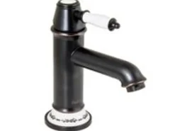 PaulGurkes Einhebelmischer<Schwarze Retro Waschtischarmatur Einhandmischer Bordüre Nostalgie Wasserhahn