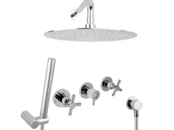 PaulGurkes Tropendusche Duschsystem unterputz 30cm Brausekopf Messing Duschset< Einhebelmischer