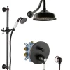 PaulGurkes Unterputz Retro Duschsystem schwarze Duscharmatur Nostalgie Set< Einhebelmischer