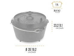 Petromax Dutch Oven FT9 Schwarz mit Standfüßen 7,5 l Ø 23,9 cm< Herde|Töpfe