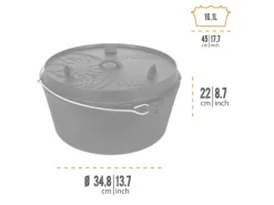 Petromax Dutch Oven FT18 Schwarz mit Standfüßen ca. 17,3 l< Herde|Töpfe