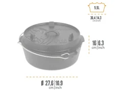 Discount Petromax Dutch Oven FT6-T Schwarz mit planem Boden 5,5 l