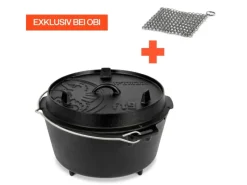 Petromax Pfannen|Töpfe<Dutch Oven Set FT9-T-Scrub Schwarz mit planem Boden 7,5 l Ø 23,9 cm