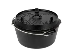 Petromax Pfannen|Töpfe<Dutch Oven Set FT9-T-Scrub Schwarz mit planem Boden 7,5 l Ø 23,9 cm