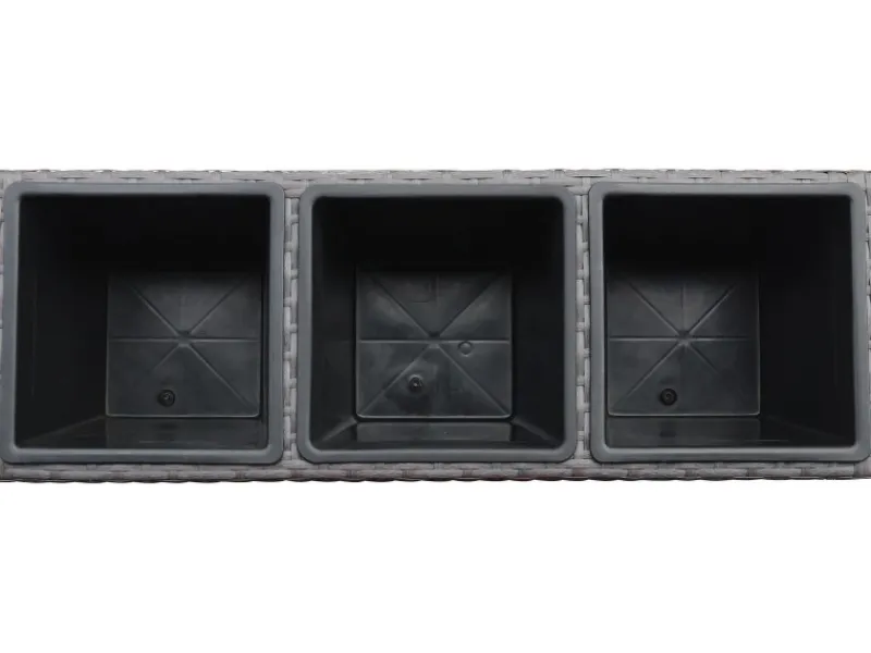 Pflanzkasten mit Rollen Polyrattan Anthrazit-Schwarz 82 cm x 28 cm x 72 cm< Töpfe