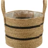 Pflanzkorb Ø 32 cm Natur-Schwarz Seegras< Töpfe
