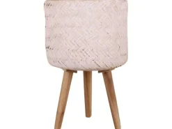 Töpfe<Pflanztopf aus Bambus mit FSC-Holzfüßen Ø 25 cm x 20 cm/40 cm Weiß