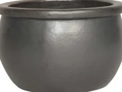 Pflanztopf Terrakotta Glasiert Ø 27 cm x 17 cm Anthrazit