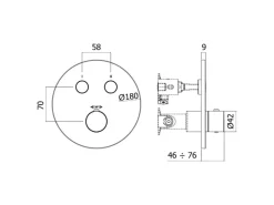 pianura Thermostat Unterputz für 2 Verbraucher Stella Smart Push in Schwarz Matt< Einhebelmischer