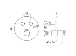 pianura Einhebelmischer<Thermostat Unterputz für 2 Verbraucher Stella Smart Push in Chrom