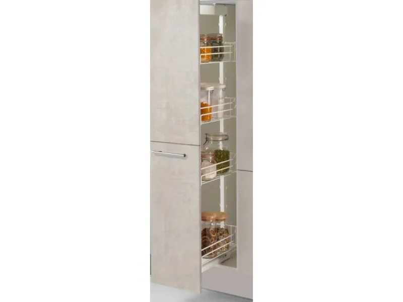 Best Pino Küchenzeile 310 cm Beton Weißgrau Anschlag links 1 Geräte-. 1 Seitenschrank
