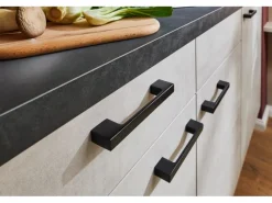 Pino Küchenzeile 220 cm Beton Weißgrau Anschlag rechts 1 Geräteschrank< Kühlschränke