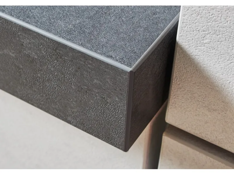 Pino Küchenzeile 220 cm Beton Weißgrau Anschlag rechts 1 Geräteschrank< Kühlschränke