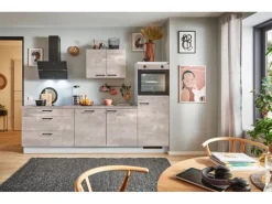 Online Pino Küchenzeile 280 cm Beton Perlgrau Anschlag rechts 1 Geräteschrank