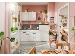 Hot Pino Küchenzeile 180 cm Beton Weißgrau Anschlag rechts 1 Geräteschrank