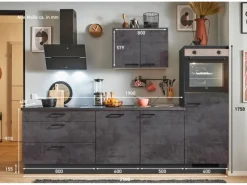 Pino Küchenzeile 250 cm Beton Grafitgrau Anschlag rechts 1 Geräteschrank< Kühlschränke
