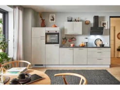 Clearance Pino Küchenzeile 330 cm Beton Weißgrau Anschlag links 2 Geräteschränke